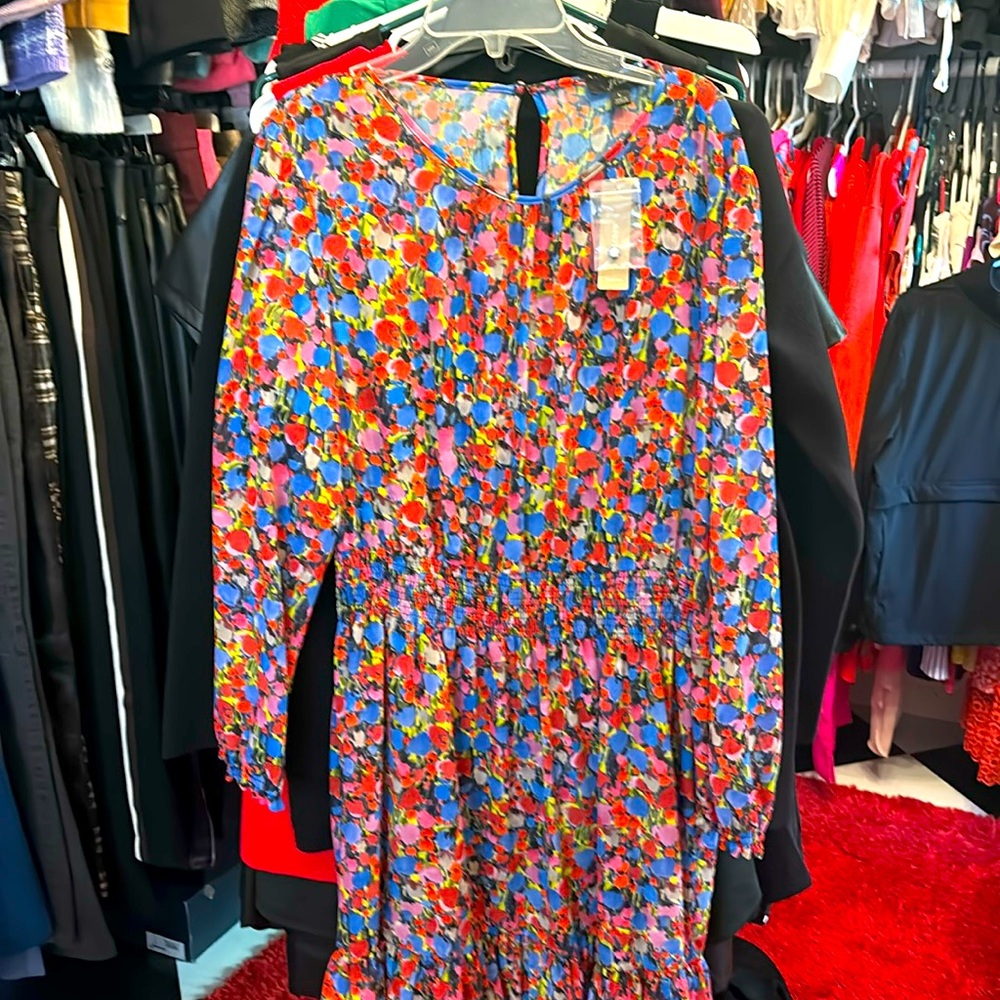 I crew collection women floral chiffon dress L and NWT